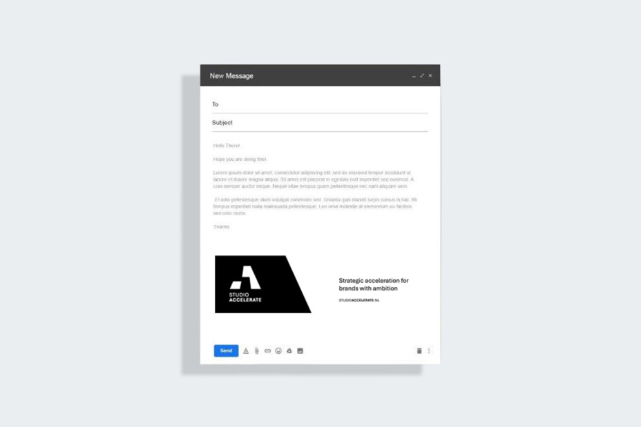 Studio Accelerate Emailhandtekening Mockup